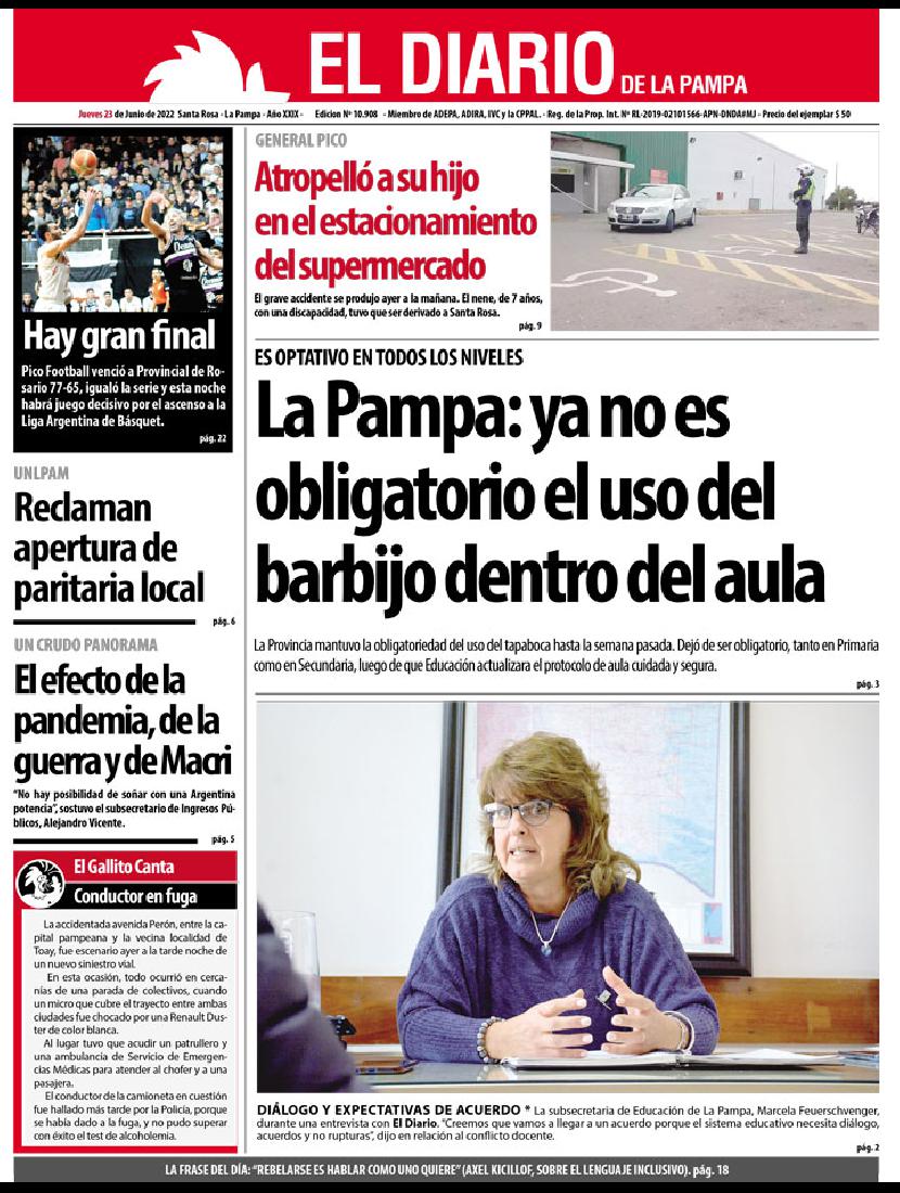 Tapa del diacutea jueves 23 de junio de 2022 