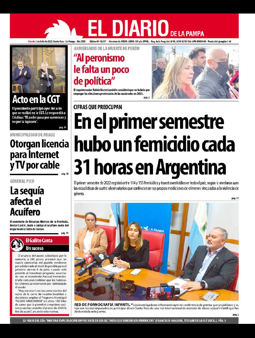 Tapa papel del diacutea saacutebado 2 de julio de 2022 