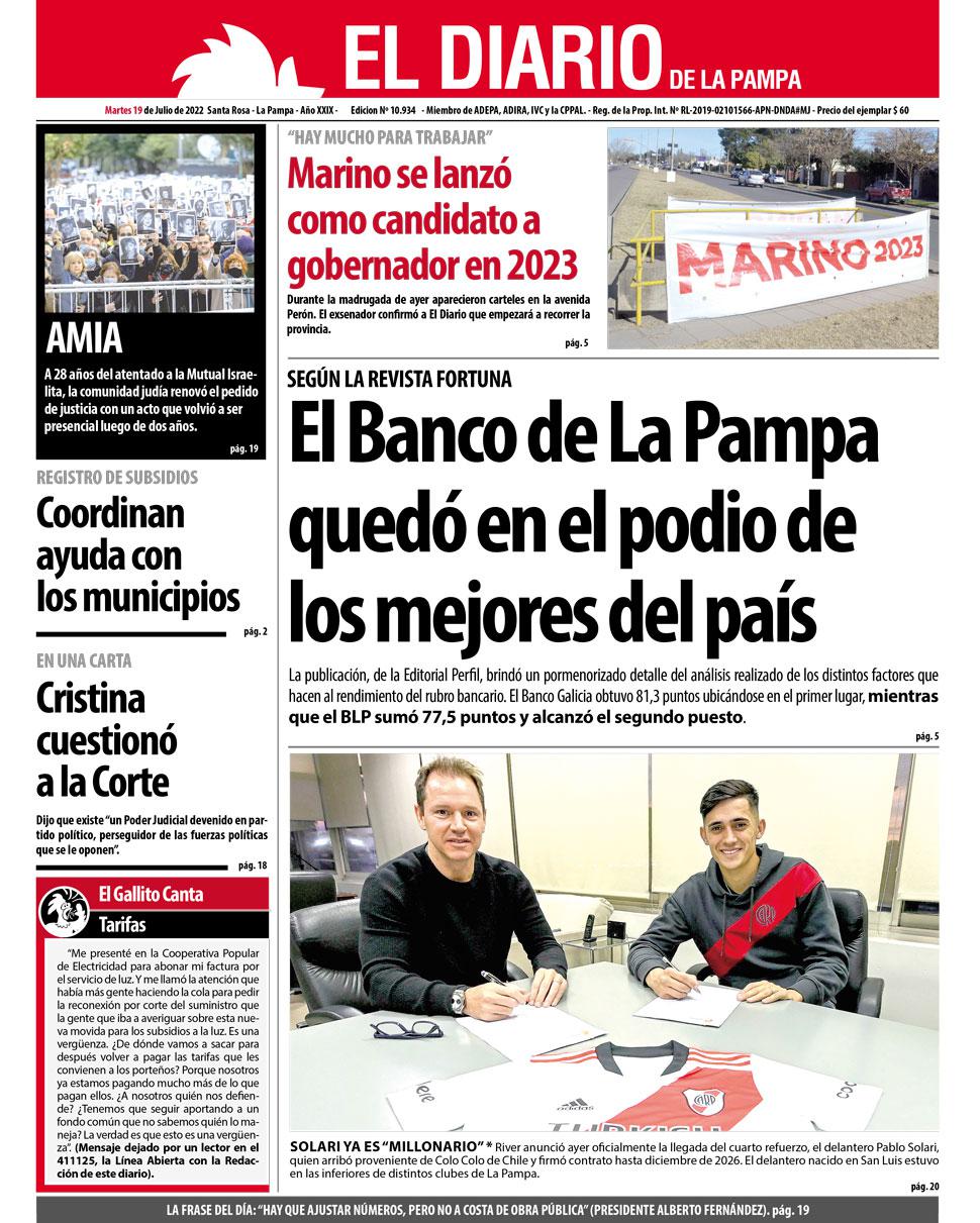 Tapa del diacutea martes 19 de julio de 2022 