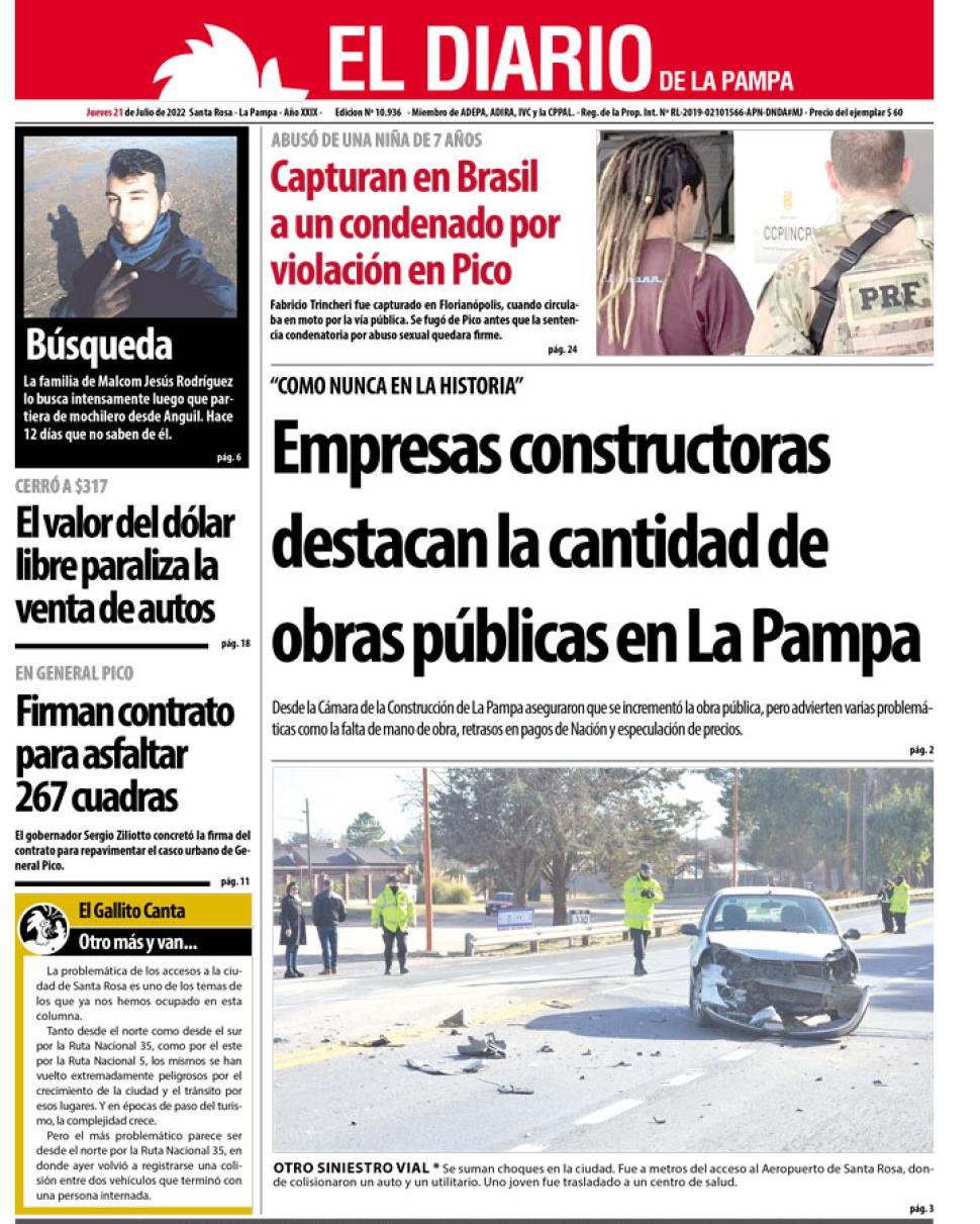 Tapa del diacutea jueves 21 de julio de 2022 