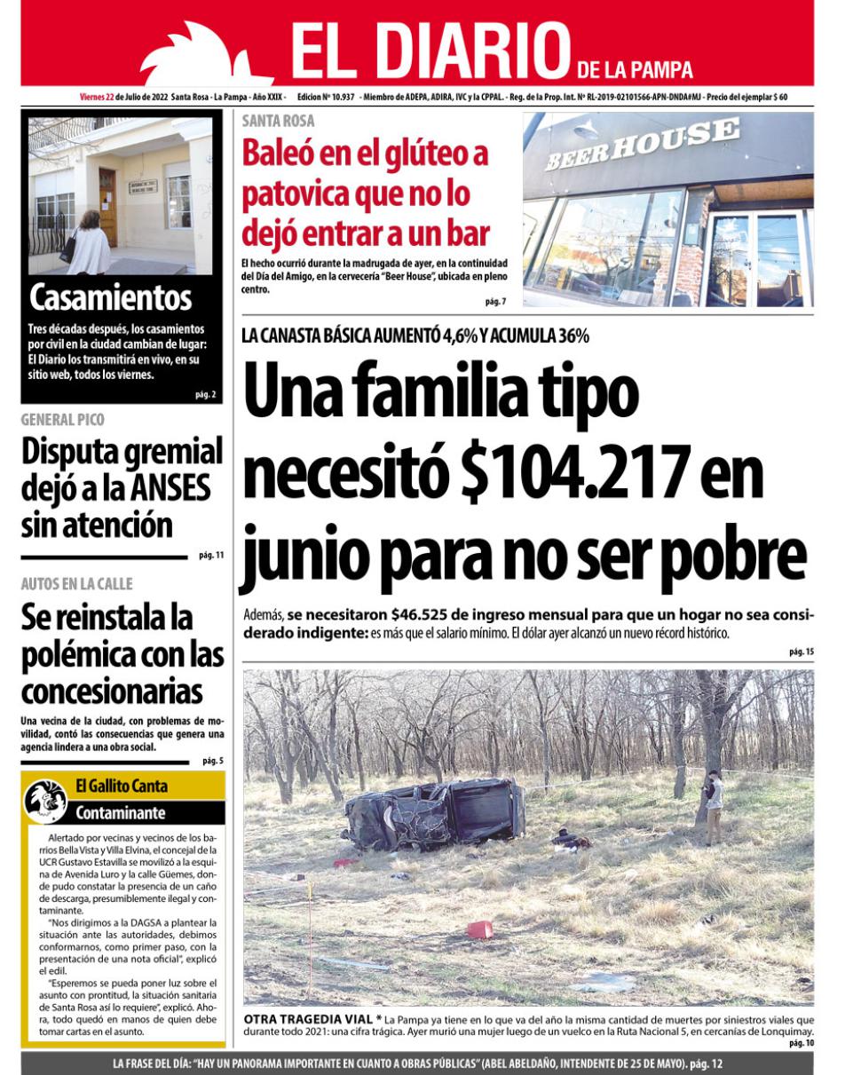 Tapa del diacutea viernes 22 de julio de 2022