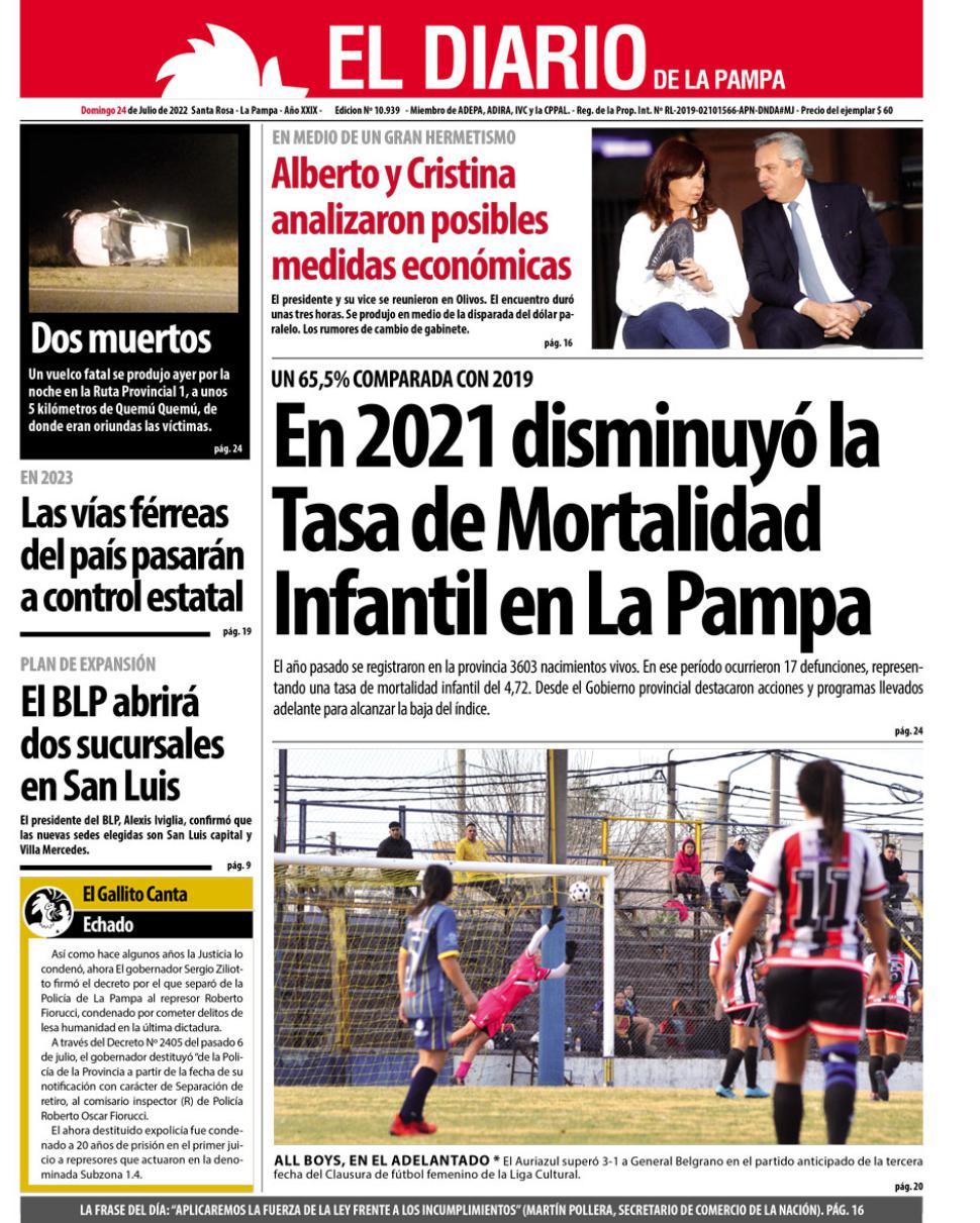 Tapa del diacutea domingo 24 de julio de 2022