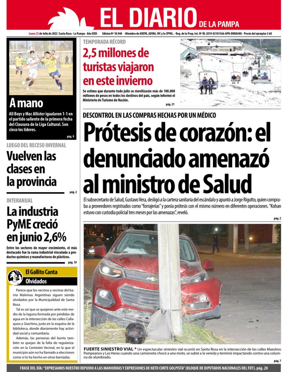 Tapa del día lunes 25 de julio 2022