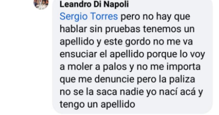 Repudian amenazas del hermano de di Naacutepoli a un concejal santrrosentildeo