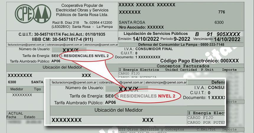 En la factura de la CPE ya aparece el nivel del usuario en la segmentacioacuten de tarifas