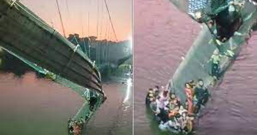 Al menos 91 muertos y 100 desaparecidos por el derrumbe de un puente colgante en la India