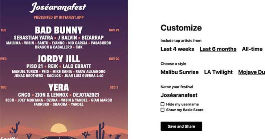 Crea un festival con las canciones maacutes escuchadas de Spotify