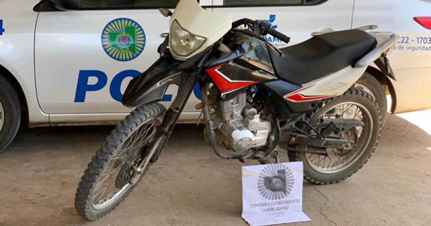 Recuperan una moto robada en Quemuacute Quemuacute 
