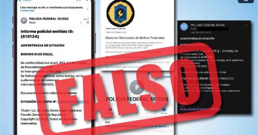 Policiacutea Federal alertoacute sobre casos de estafas en dispositivos electroacutenicos que usan su nombre