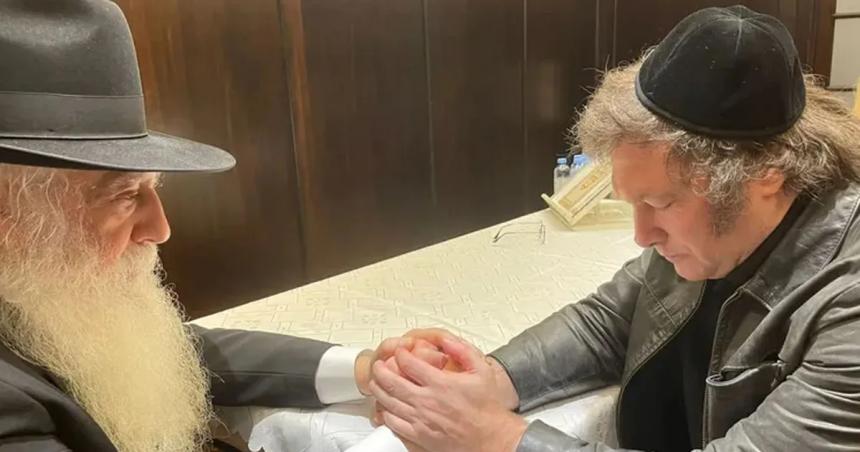 Javier Milei en una ceremonia judiacutea
