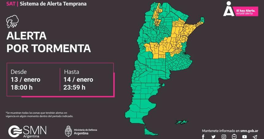 Alerta por tormentas en el norte de La Pampa