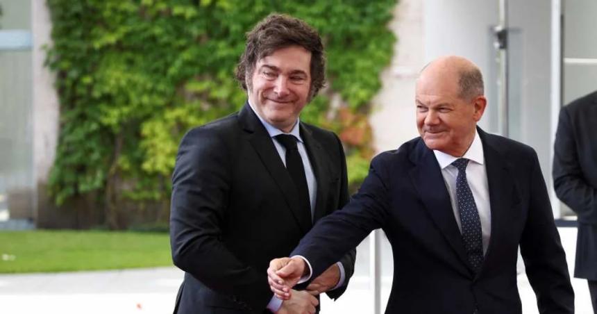 Milei en Europa- reunioacuten con el canciller alemaacuten Olaf Scholz