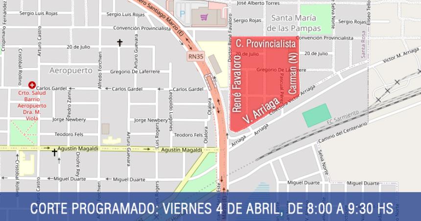 Este viernes corte en el barrio Santa Mariacutea de La Pampa