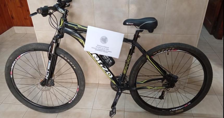 Recuperan en San Luis una bicicleta robada en Rancul