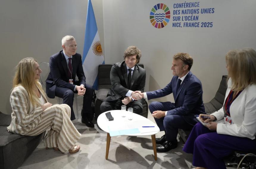Milei participoacute de una conferencia de la ONU y mantuvo una reunioacuten bilateral con Macron