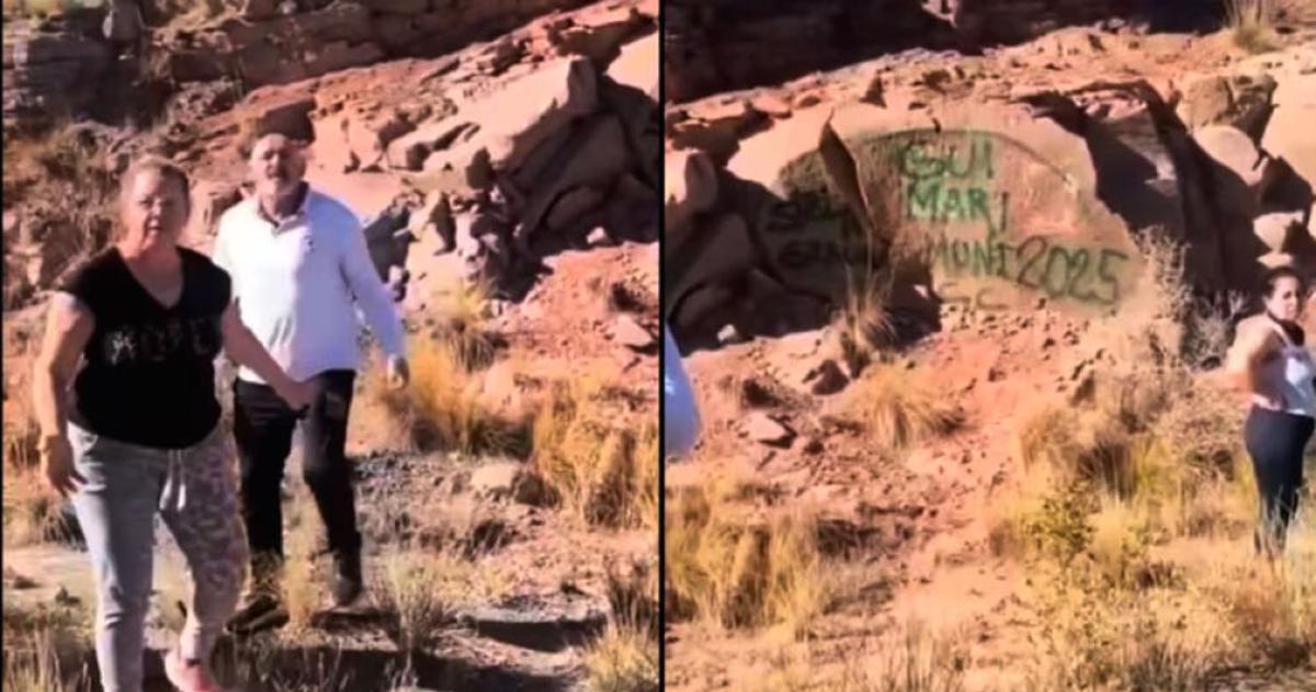 Mendoza- Los turistas que decoraron un dique con graffiti iexcly pagaron maacutes de 2 millones de pesos por su obra de arte