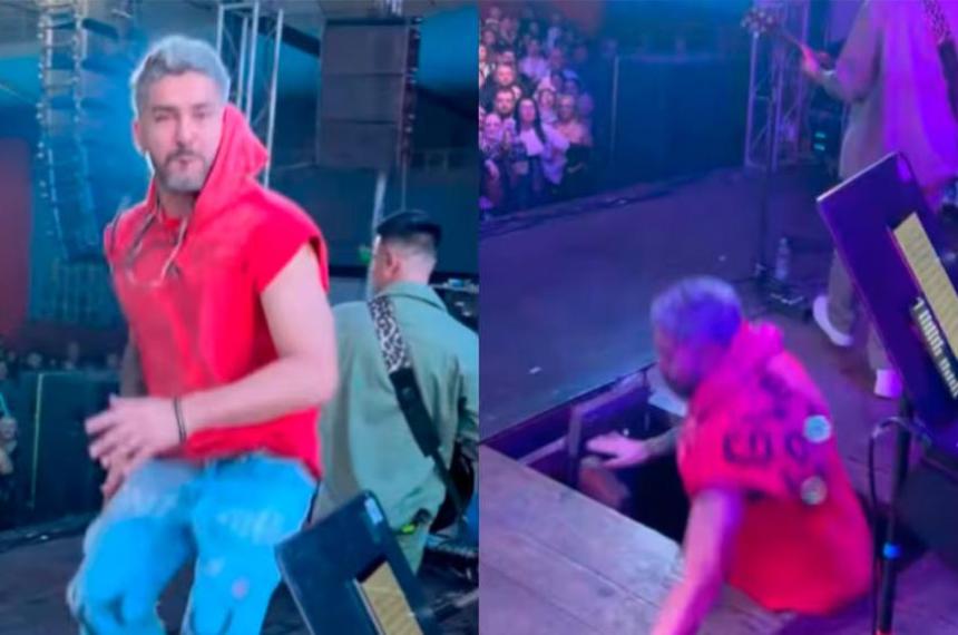 Impactante caiacuteda del cantante de Dale Q Va en pleno show- terminoacute internado y suspendioacute presentaciones