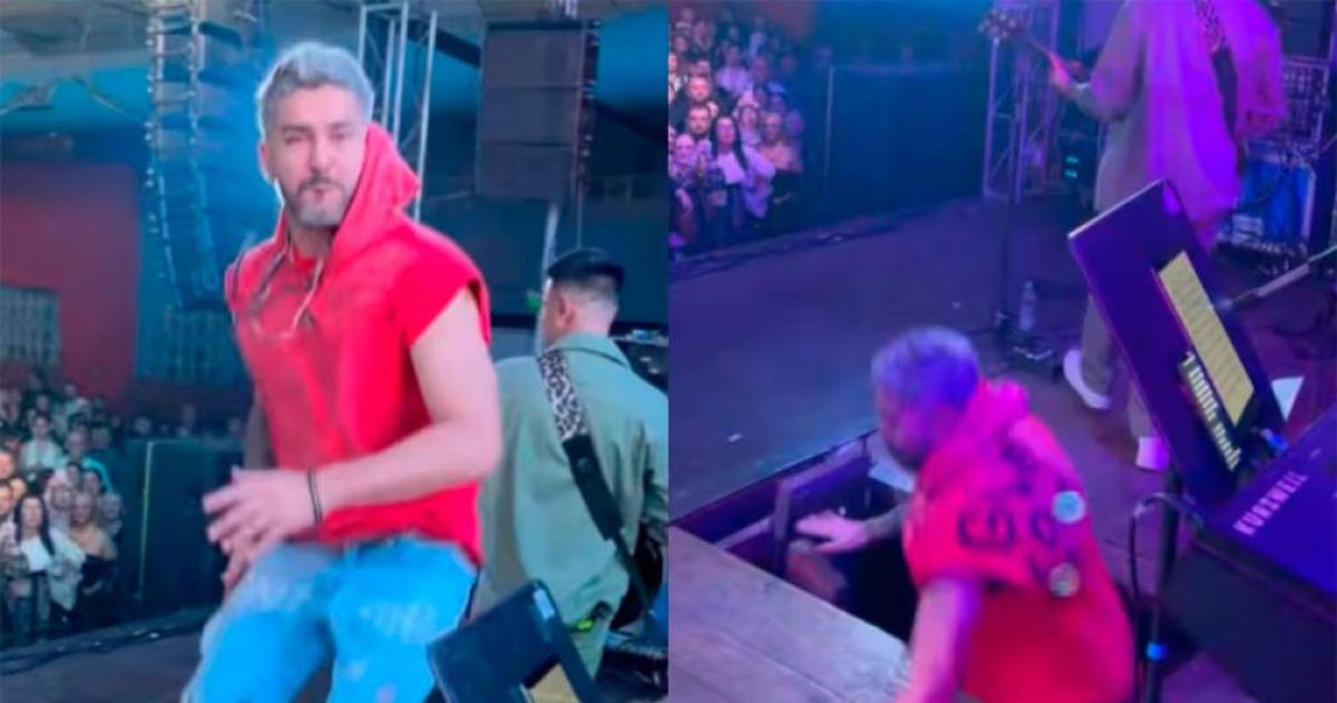 Impactante caiacuteda del cantante de Dale Q Va en pleno show- terminoacute internado y suspendioacute presentaciones