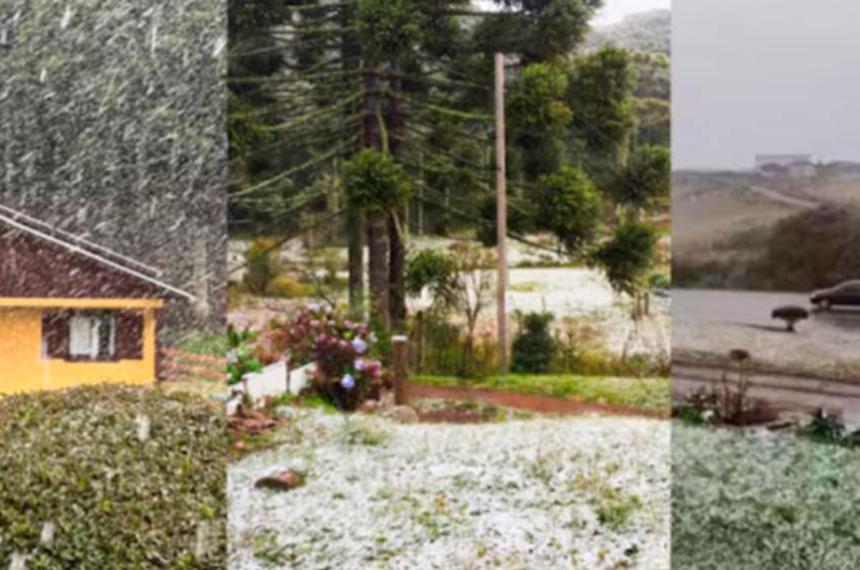 Nieve histoacuterica en Brasil- ola polar tintildeoacute de blanco la Sierra Catarinense y marcoacute reacutecord de friacuteo