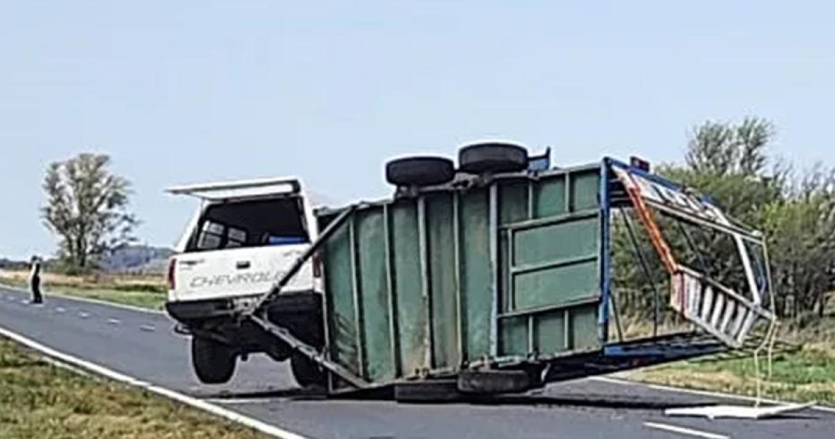 Volcoacute un acoplado con tres vacunos en la Ruta Nacional 35