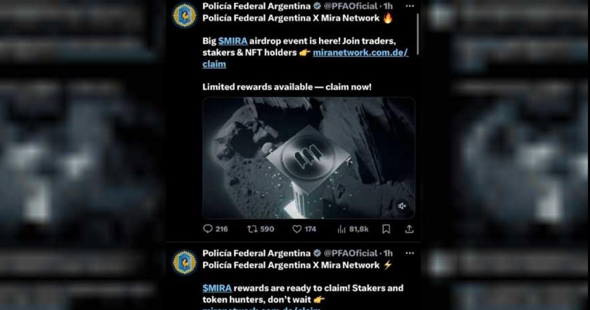 La cuenta de X de la Policiacutea Federal fue hackeada para promocionar una criptomoneda