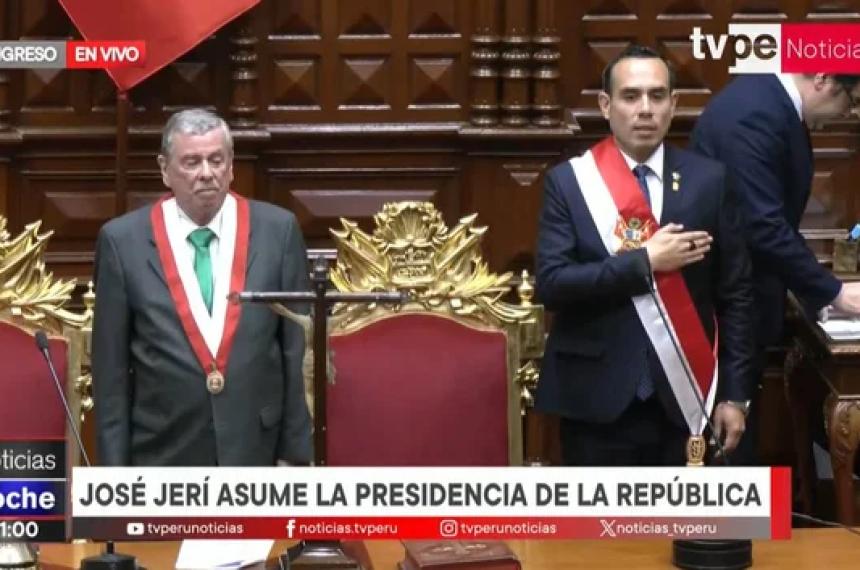 El presidente del Congreso el derechista José Jerí asumió en la madrugada como presidente interino del Per