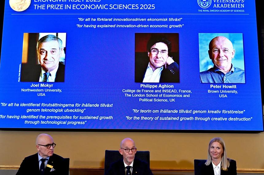 Los economistas reciben el galardón por haber explicado el crecimiento económico impulsado por la innovación