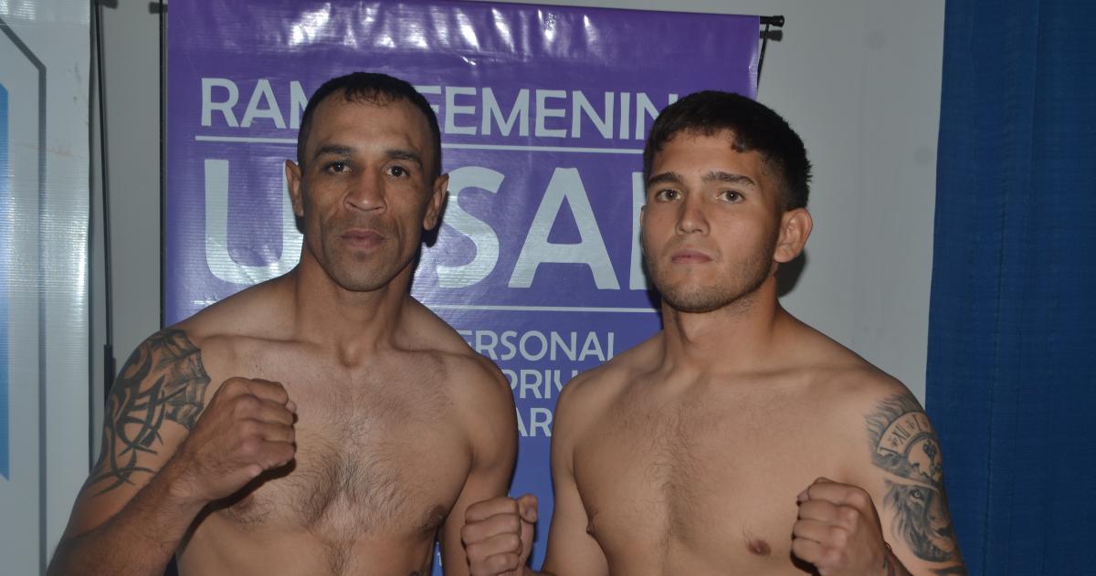 Solís y Pintos durante la ceremonia del pesaje oficial para la pelea de fondo