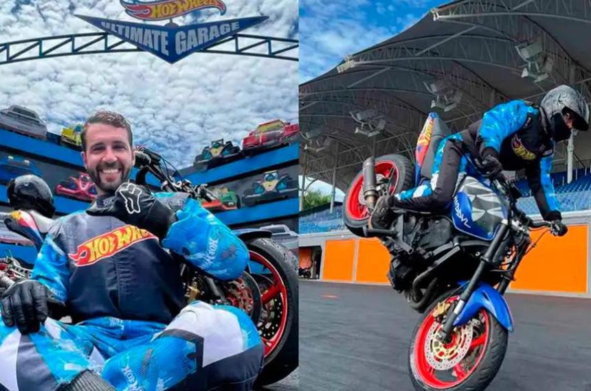 Murioacute Lurrique Ferrari durante una exhibicioacuten en el Hot Wheels Epic Show de Beto Carrero World