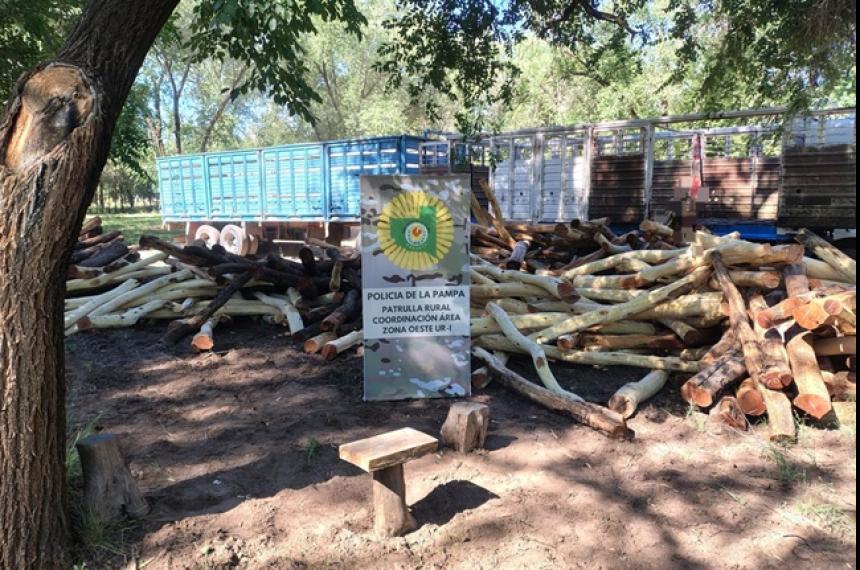 Secuestran en Victorica una importante carga de postes 