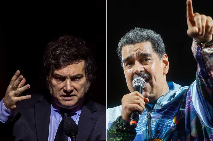 El presidente Javier Milei y el lÃder chavista NicolÃs Maduro