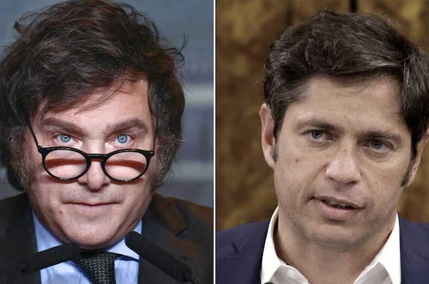 El presidente Javier Milei y el gobernador de la provincia de Buenos Aires Axel Kicillof