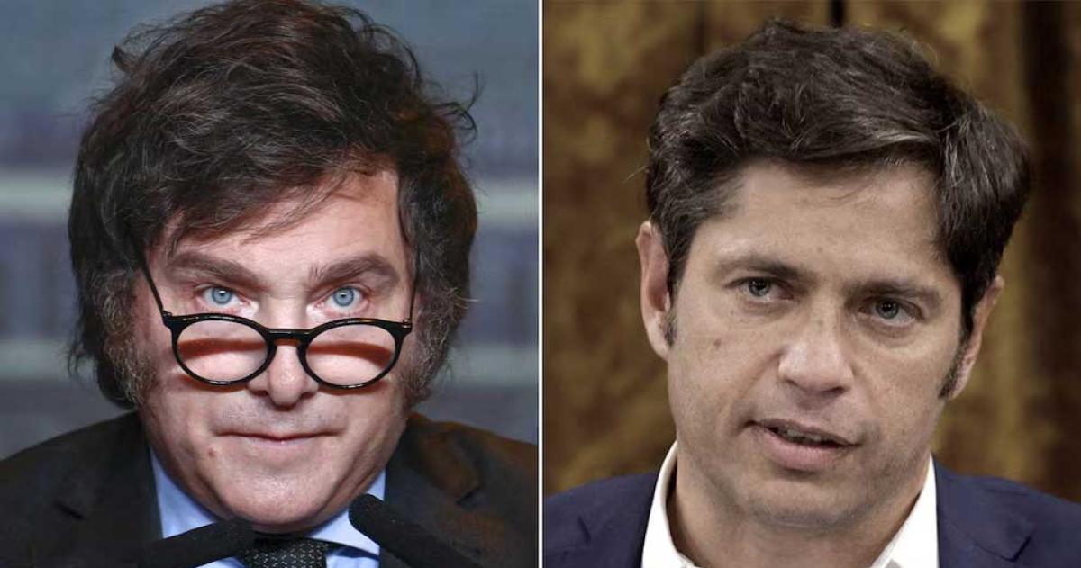 El presidente Javier Milei y el gobernador de la provincia de Buenos Aires Axel Kicillof
