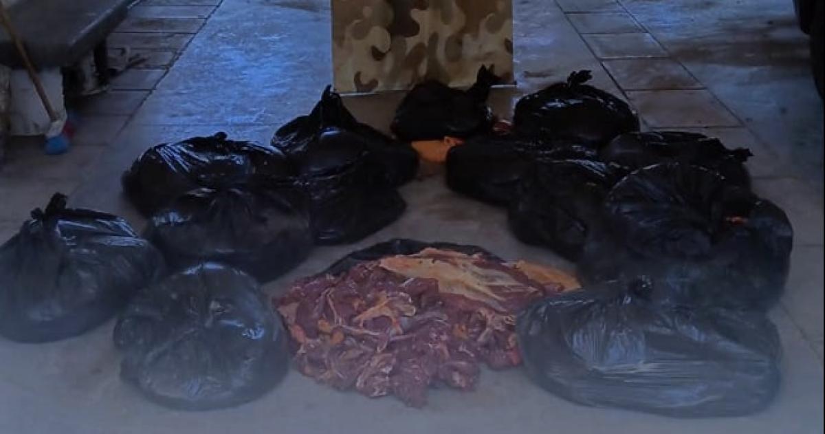 La carne era transportada en bolsas en una camioneta