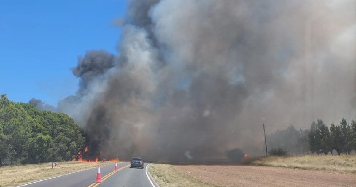 El humo dificulta transitar por la Ruta Provincial 101 a la altura de Speluzzi