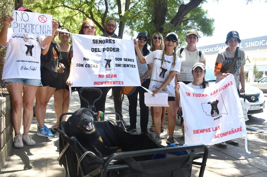 Protestaron contra el uso de la pirotecnia frente a la casa del intendente