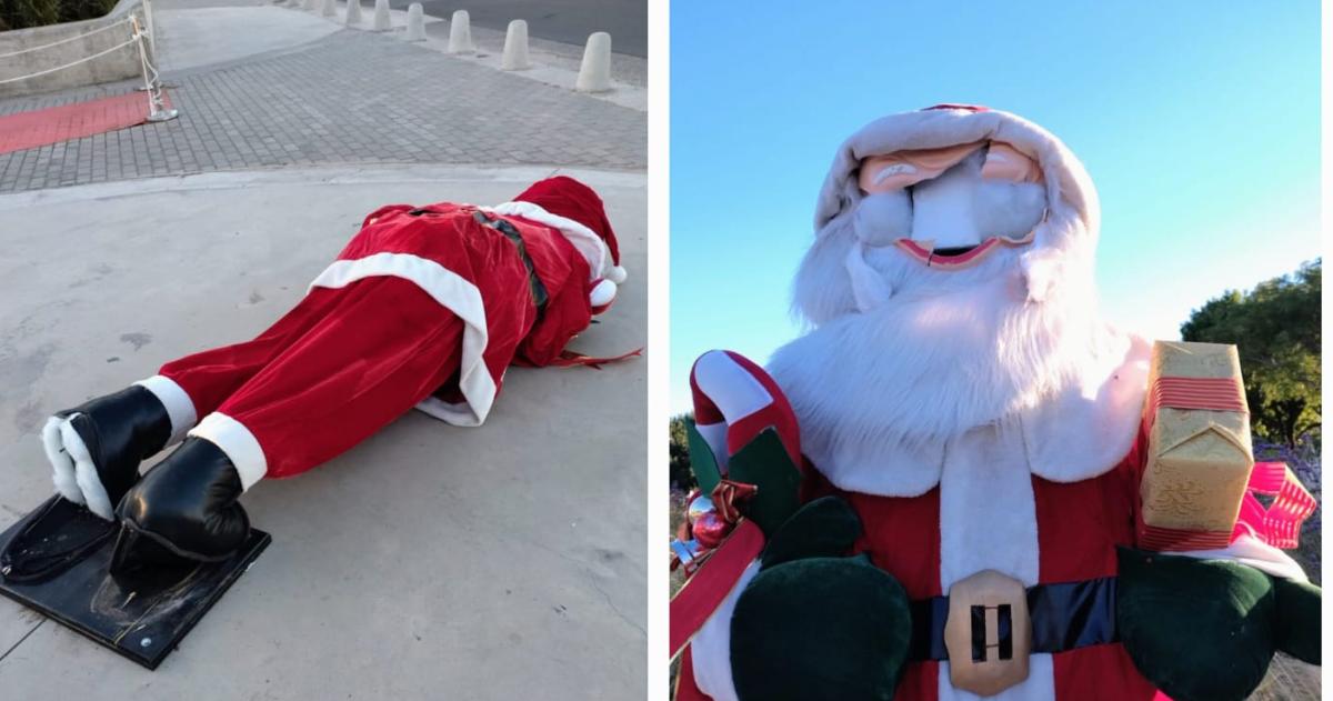 Dañaron la figura de Pap� Noel en el Parque Lineal