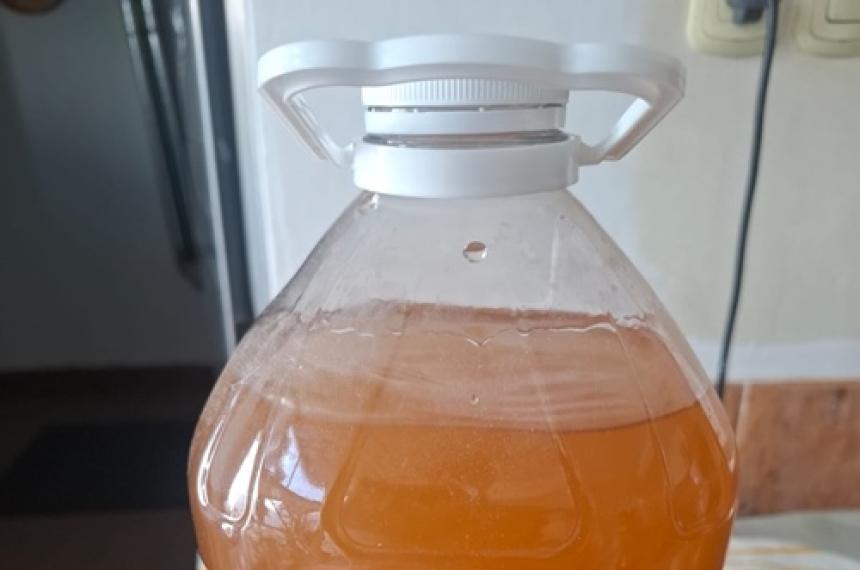 Los vecinos mostraron el agua recolectada en bidones