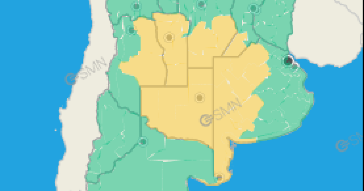 El SMN puso a toda la provincia bajo alerta amarillo
