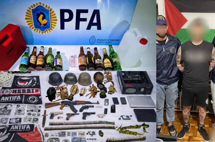 Las armas y el material secuestrado al hombre que menazó a la senador nacional Patricia Bullrich