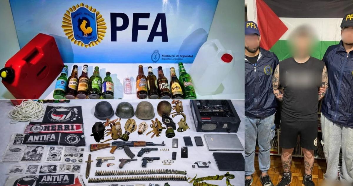 Las armas y el material secuestrado al hombre que menazó a la senador nacional Patricia Bullrich