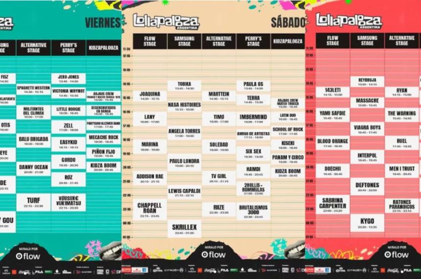 Lollapalooza 2026- la grilla completa de los artistas argentinos que se presentar�n