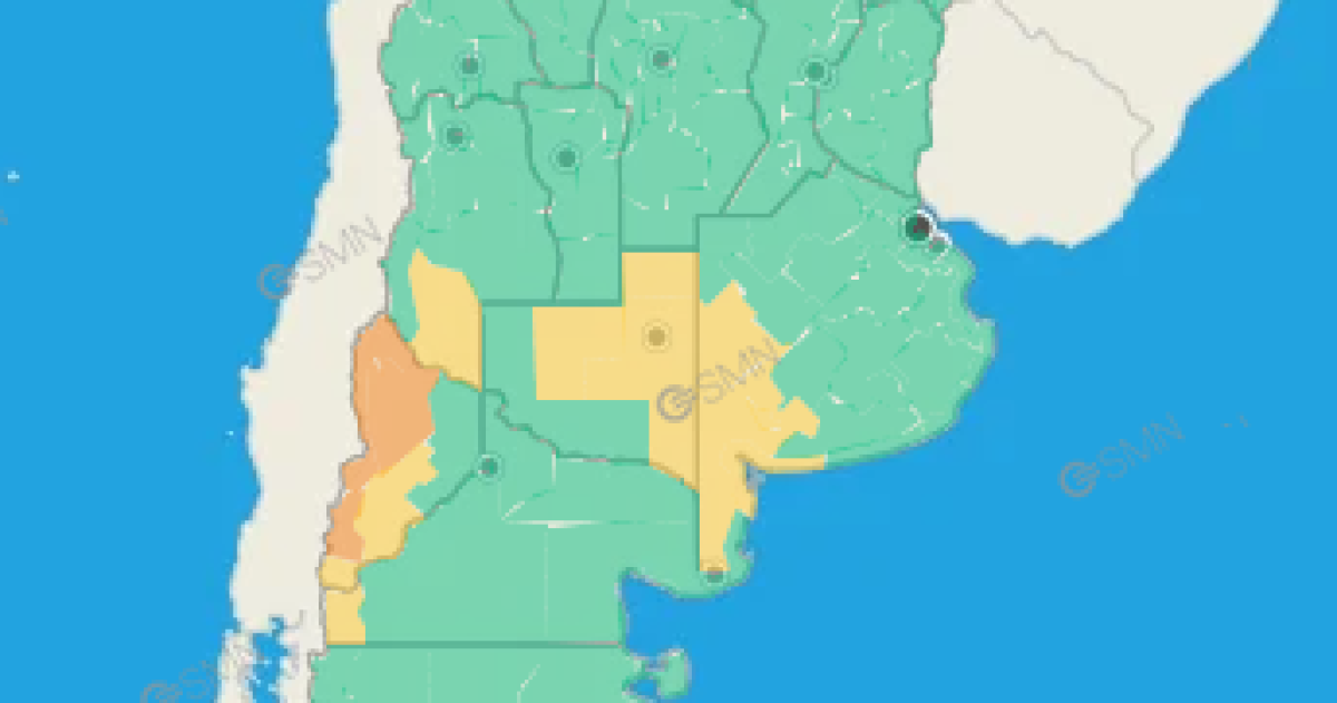 Gran parte de la provincia est� bajo Alerta Amarillo