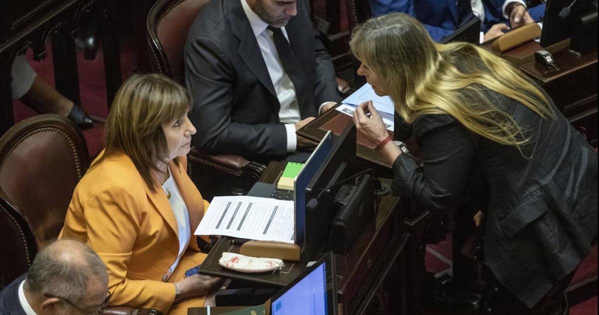 Patricia Bullrich hablando con Juliana Di Tullio