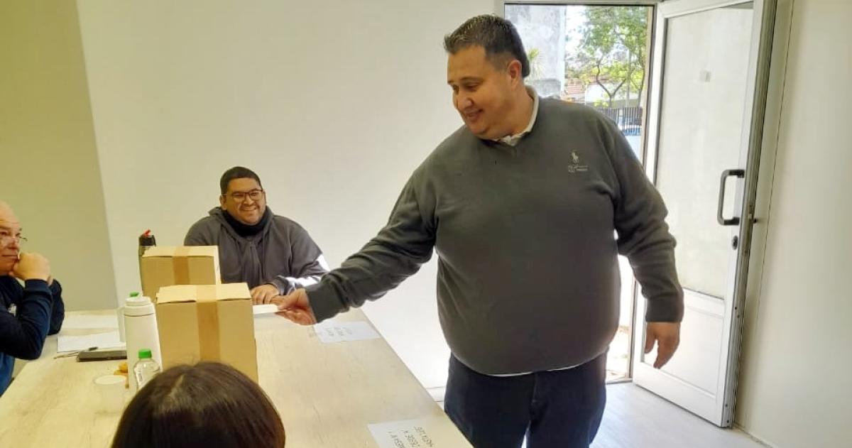 Diego Giménez el día que fue electo en UOCRA