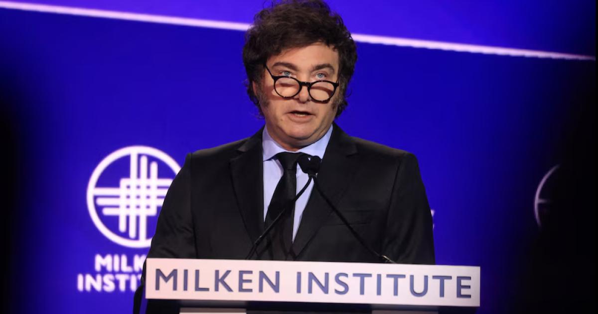 Javier Milei en el Instituto Milken en 2024