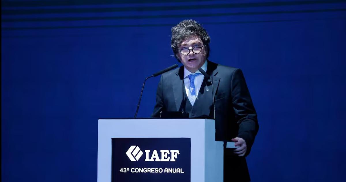 Javier Milei en el IAEF
