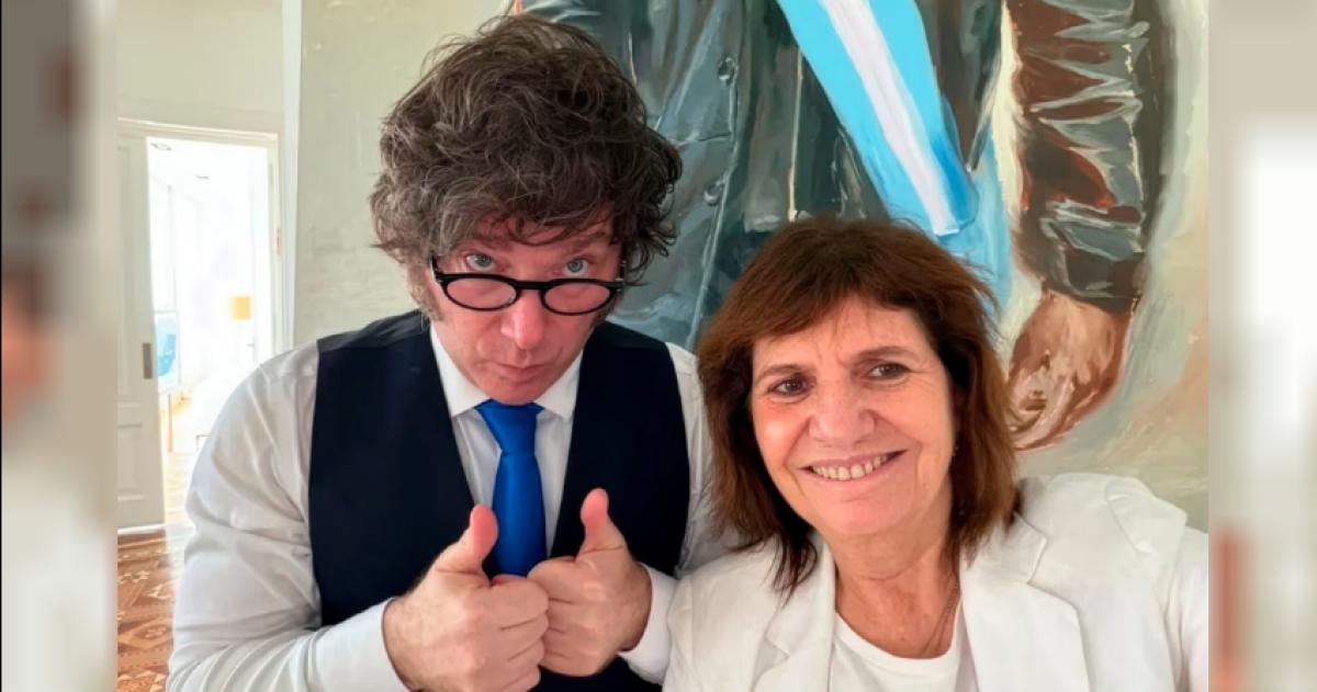 El presidente Javier Milei y la senadora Patricia Bullrich