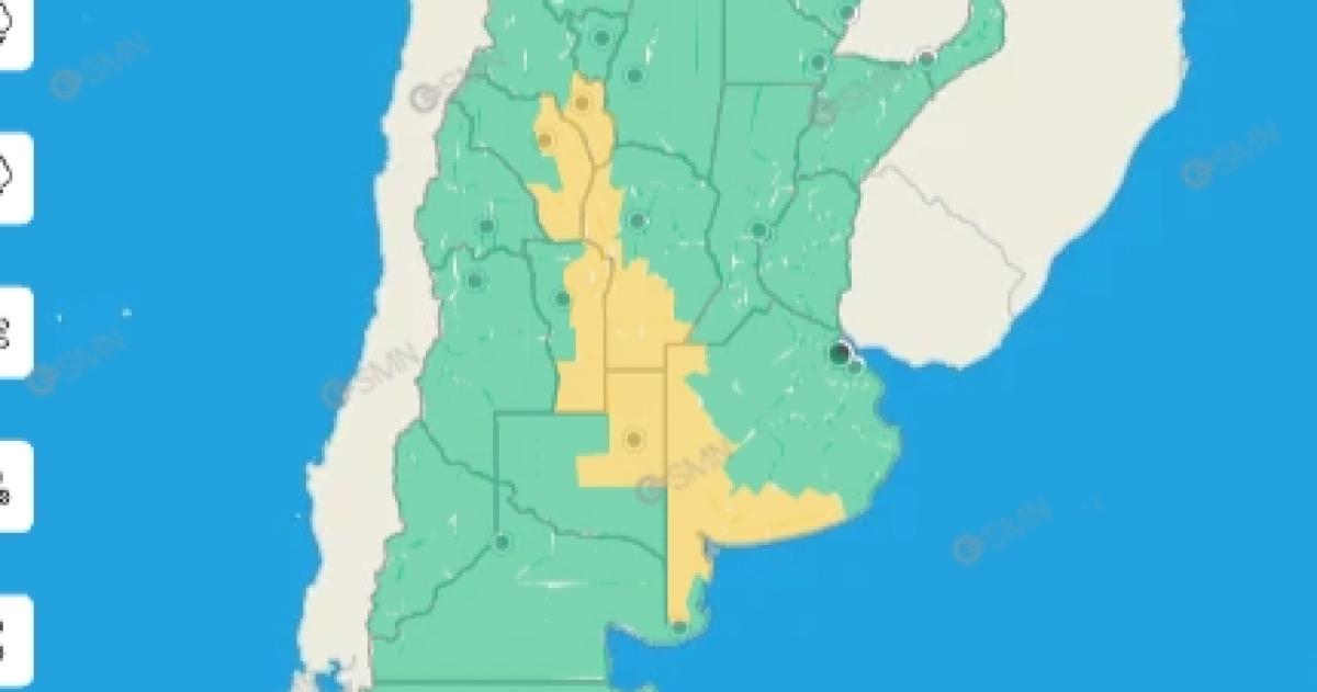 El organismo nacional lanzó un aviso amarillo por precipitaciones persistentes