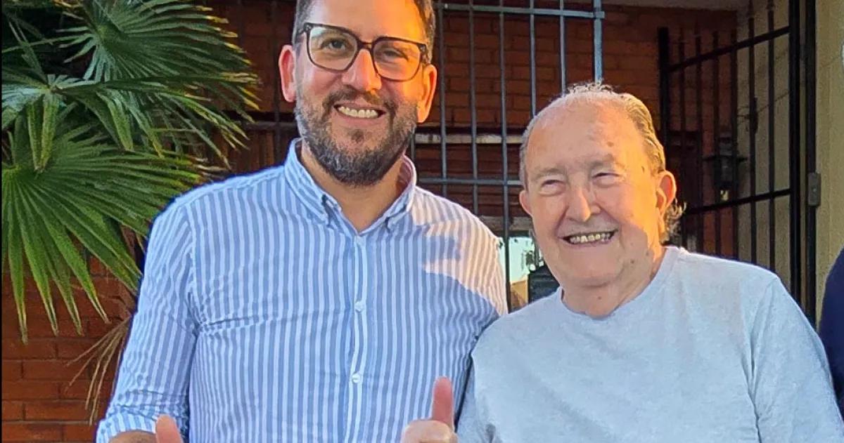 Pérez Araujo y Carlos Verna el día que el mandam�s de La Plural lo visitó en Santa Rosa